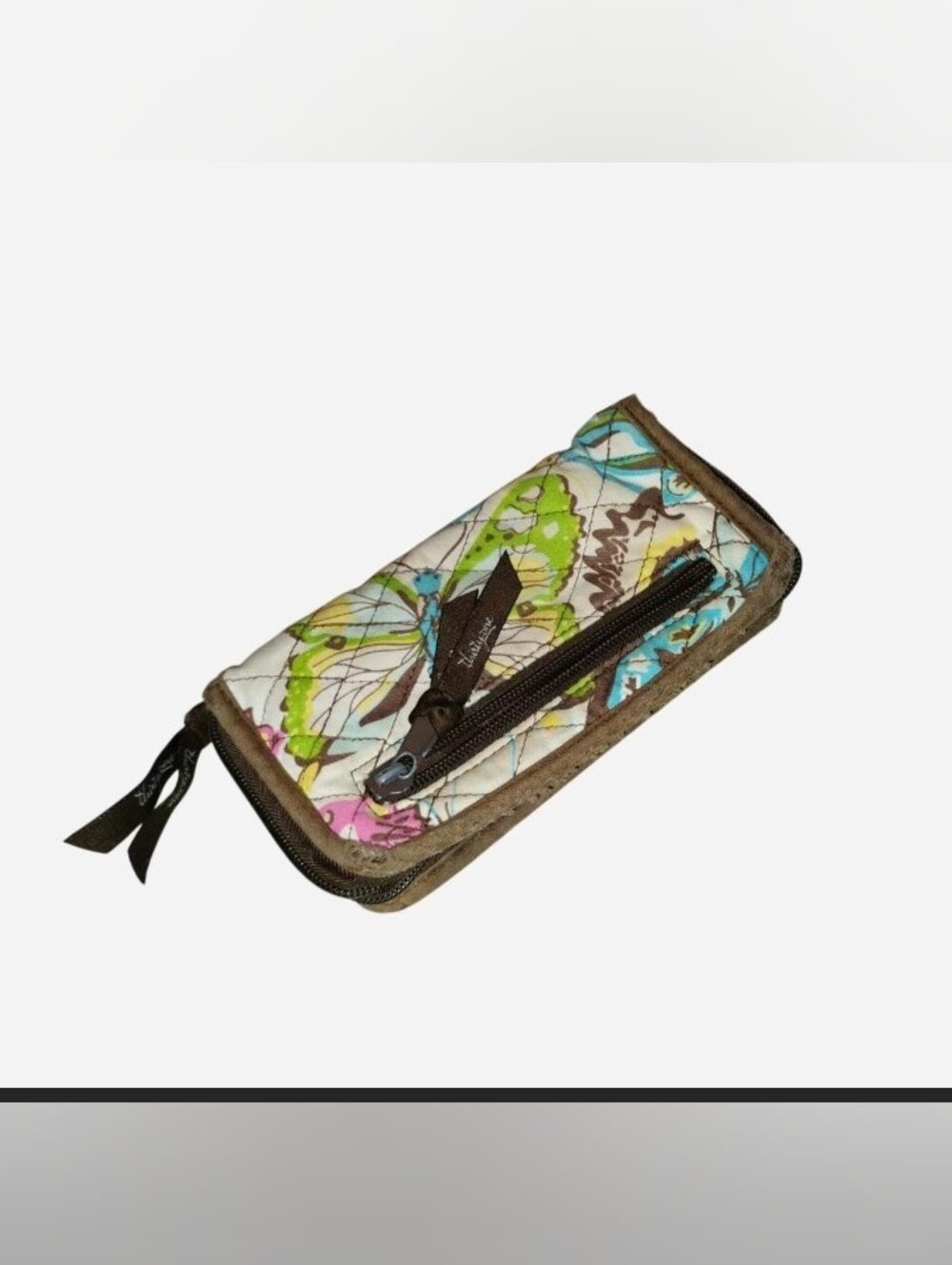 Thirty One Quilted Butterfly Floral Zip Wallet